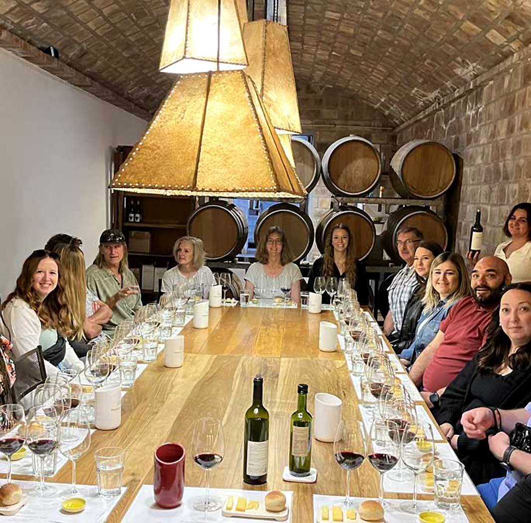 Christmas wine tour's group at a special winery
